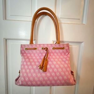 Dooney & Bourke Pink/White Small Tassel Tote